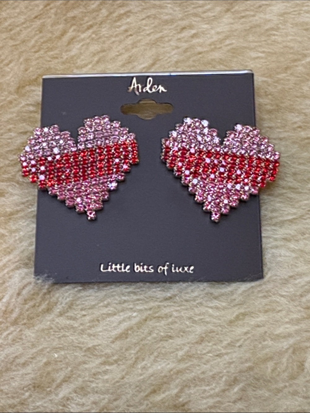 Arden Pink & Red Crystal Heart Stud Earrings